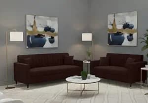 AMATA Omega 3+2 Seater Suede Velvet Fabric Sofa Set with Two Cushions Perfect for Home Office Guests Living Room (06 Brown, Omega 3+2 Seater Sofa)(3 Year Warranty)