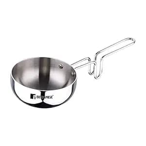 Bergner TriPro TriPly 12 cm Tadka Pan, 0.5 L Capacity, For Spice Tempering/Seasoning, Long Wire Handle, Laser-Etched Scale, Smooth Finished Surface, Induction & Gas Ready, 5-Year Warranty