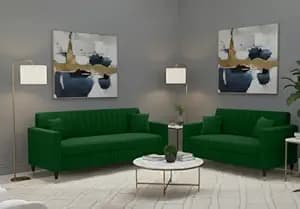 Amata Omega 3 2 Seater Suede Velvet Fabric Sofa Set Two