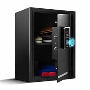 Ozone 55L Digital Biometric Safe Locker for Home & Office | Fingerprint Access | Auto Secure Motorized Lock | Electronic LED Display | Heavy-Duty Steel | 36D x 35W x 55.5H cm | Black | 2-Year Warranty