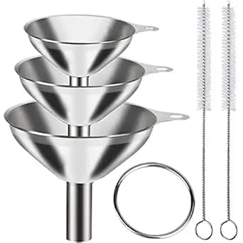 Supvox 3pcs Metal Stainless Steel Funnel Set Large Small