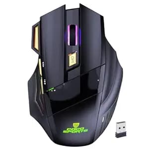 coconut Gold+ Wireless Gaming Mouse Rechargeable, Bluetooth + 2.4GHz Dual Mode Multi Device Mouse, 3200 DPI, RGB LED Gaming Mouse with 7 Buttons & Fire Button, Ergonomic Mouse for Laptop PC Computer