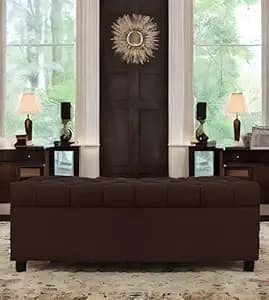 AMATA Eagle Solid Wood 2 Seater Ottoman/poffe Brown Suede Velvet Fabric Perfect for Home Living Office Room and Guests (Brown 3, 2 Seater)(3 Year Warranty)