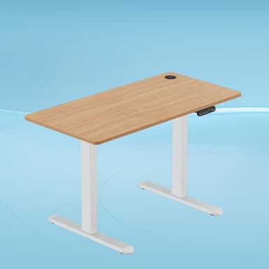 The Sleep Company - AeroPlus Electric Height Adjustable Desk | Ergonomic Work from Home Table | 4 Memory Presets | 2 Years Warranty | 1200 x 600 Thick Top | Free Installation | Oak & White