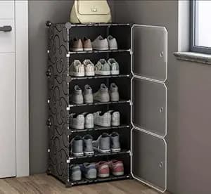 Zemic Portable Shoe rack Home Plastic With DoorAdjustable