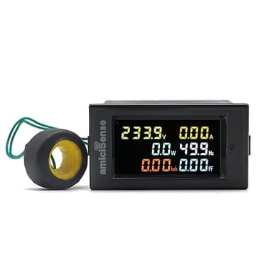 amiciSense Digital Energy Meter Single phase 6 in 1, 40V-300V AC 100A Power Meter with Multi-Colour Display (22kW)