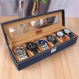 Ledo Watch Box Organizer Case 6 Slots Transparent Display