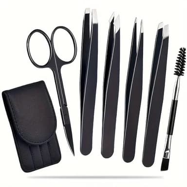6PCS Professional Eyebrow Tweezers Set Women Men Premium