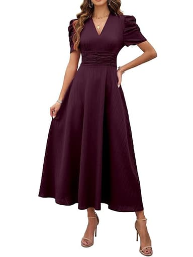 Shasmi Girl S Women S Solid Color V-Neck a-Line Maxi Dress
