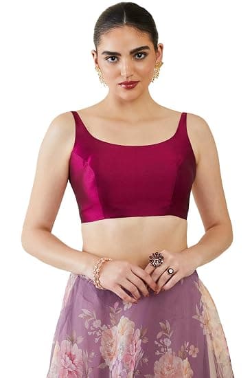 Soch Womens Taffeta Solid Sleeveless Padded Blouse