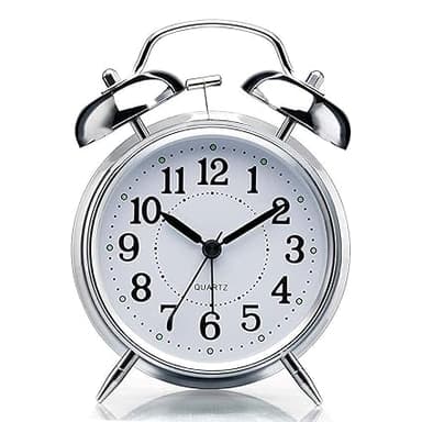 Hotegxa Classic Twin Bell Quartz Alarm Clock Silent Analog
