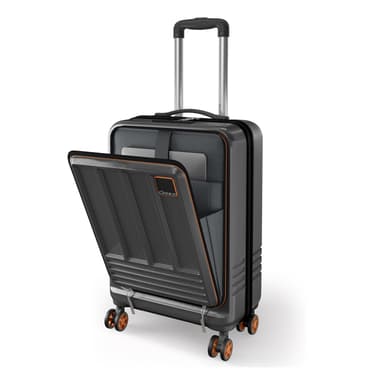 Safari Genius Cabin Trolley Bag with Laptop Compartment, Hardside Polycarbonate Small (55cm) Suitcase | 360° 8 Wheel Spinner Travel Luggage| Recessed Combination Lock|Paradox| Gunmetal price history chart and lowest price