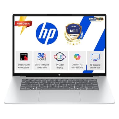 HP Omnibook 5 OLED (Previously Pavilion), Snapdragon X Processor 45 Tops (16GB LPDDR5x, 1TB SSD) 2K,16''/40.6cm, Win11, Office24, Silver, 1.59kg, fb0001QU, Multi-Day Battery AI Laptop price history chart and lowest price