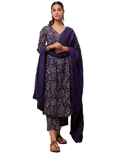 GoSriKi Womens Rayon Blend Anarkali Printed Kurta Pant