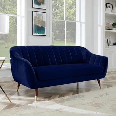 AMATA Marino 3 Seater Royal Blue Suede Velvet Fabric Sofa Set with Two Cushions Perfect for Home Office Guests Living Room (01 Royal Blue, 3 Seater)(3 Year Warranty)