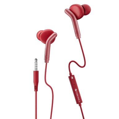 ZEBRONICS BRO 3.5mm Wired Earphones, in-Line MIC, Deep Bass, 1.2m Strong and Long Lasting Cable, Light Weight, Compatible with Mobile | Tablet | Laptop (Red) price history chart and lowest price