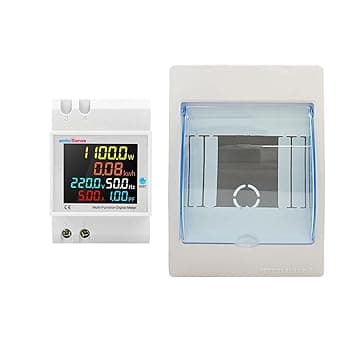 amiciSense 6 in 1 AC 40-300V 100A Digital Energy Meter, Frequency/Power Factor/Active Power/Current/Voltage Monitoring Device with Weather-Proof Mount (Single Phase)