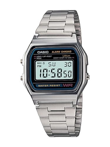 Casio Vintage A158WA-1DF Black Digital Dial Silver