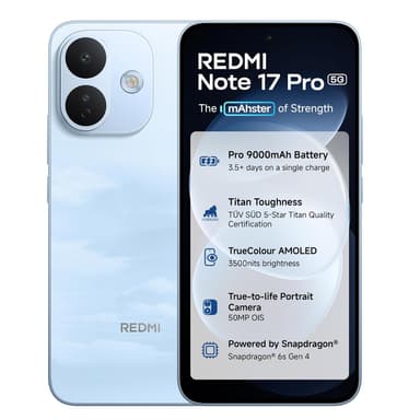 Redmi Note 17 Pro 5G (Cloud Blue, 8GB RAM, 128GB ROM) | 9000mAh Battery + 67W TurboCharge* | 6.83" 12-bit TrueColour AMOLED | No.1 Care Plan | Snapdragon 6s Gen 4 | 50MP OIS Camera | Victus 2 | IP69K price history chart and lowest price