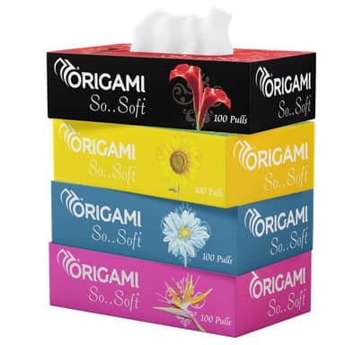 Origami Soft Facial Tissues 2 Ply Pack 4 100 Pulls Each