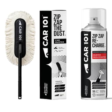CAR101 Ultimate Zip Zap Combo – Car Duster + Recharge/Rejuvenator Spray | Ceramic Wax Infused | Duster with Rejuvenator for Restored Dust-Trapping Power | Scratch-Free Cleaning for Car & Bike price history chart and lowest price