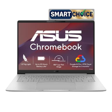 ASUS Chromebook CM1405 (2026), Smartchoice, MediaTek Kompanio 540 Processor, 4GB RAM, 64GB SSD, FHD, 14"(35.5 cm), 60Hz, Chrome OS, Pure Grey, 1.37 Kg, CM1405CM4A-S60034, Thin & Light Laptop price history chart and lowest price