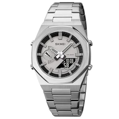 SKMEI Stainless Steel Men Analog Watch Dual-Display
