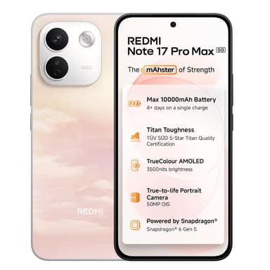 Redmi Note 17 Pro Max 5G (Secret Sunrise, 8GB RAM, 256GB ROM) | 10000mAh Battery + 100W HyperCharge | 6.83" 120Hz 12-bit TrueColour AMOLED | No. 1 Care Plan | SD 6 Gen 5 | 50MP OIS Camera | IP69K price history chart and lowest price