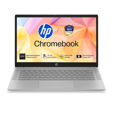 HP Chromebook 14, MediaTek Kompanio 540 (4GB LPDDR5, 128GB UFS) HD, Touch, Anti-Glare, Micro-Edge, 14''/35.6cm, ChromeOS, 100GB Google One(1yr),Modern gray,1.35kg, nm0006MU, HD Camera w/shutter Laptop price history chart and lowest price
