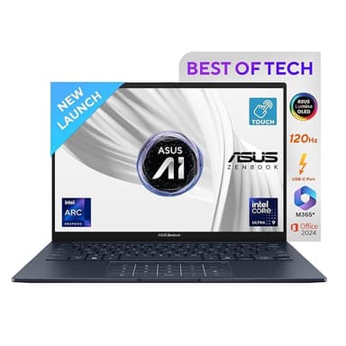 ASUS Zenbook 14, Intel Core Ultra 9 (Series 2), 32GB,1TB, Intel iGPU,3K OLED Touch Screen,14",120Hz,Windows 11,M365 Basic (1Y)*,Office 2024,Ponder Blue,1.28 kg,UX3405CA-PZ164WS,Thin & Light Laptop