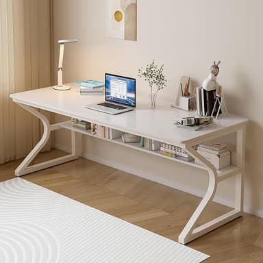 TEKAVO Engineered Wood Kynes Computer Desk Lower Shelf Home