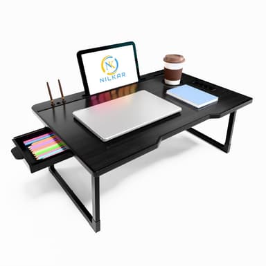 Laptop Table Smart Multipurpose Foldable Laptop Table with Cup Holder, Study Table, Bed Table, Breakfast Table, Foldable and Portable/Ergonomic & Rounded Edges/Non-Slip Legs (COTTED Black) price history chart and lowest price