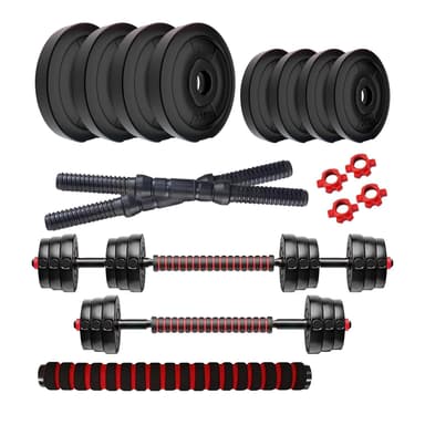 Amazon Brand - Symactive Pvc 3-in-1 Convertible Dumbbells