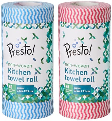 Amazon Brand - Presto Non-Woven Kitchen Towel Roll 80 Pulls