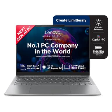 Lenovo Yoga Slim 7 Aura Edition Intel Evo Core Ultra 5 226V (16GB RAM/1TB SSD/14 (35.5cm)/WUXGA OLED/Copilot+ PC/Windows 11/Office Home 2024/1Yr ADP Free/Grey/1.19Kg), 83JX005FIN AI Laptop price history chart and lowest price