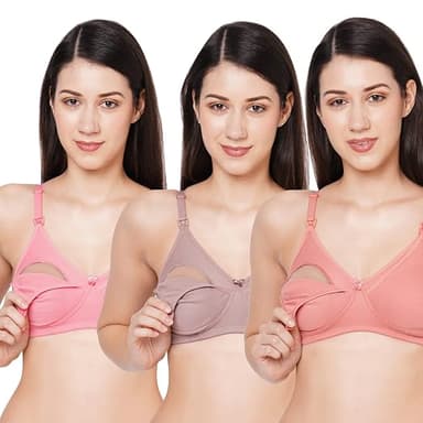 Momtobe Women S Cotton Multicolor Full Cup Non Padded