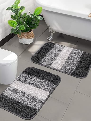 Saral Home Microfiber Striped Rectangle Shaped Anti-Skid