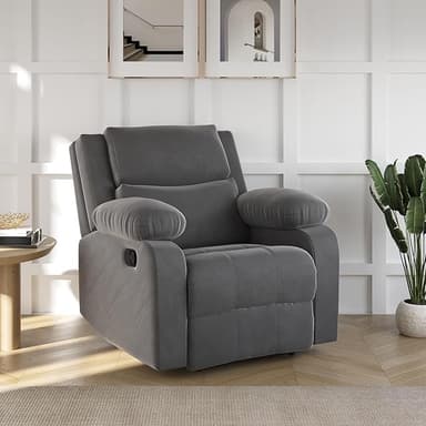 Softland Oscar Single Seater Fabric Manual Recliner Grey -