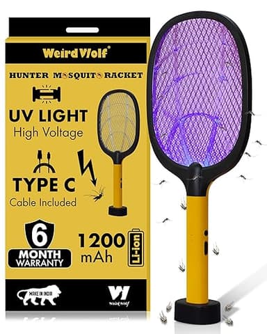 WEIRD WOLF 2 1 UV Light Mosquito Bat Racket Electric Fly