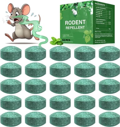 KIMEE Rat Repellent for Car Home Pack of 1 (10 Tablet) Rodent & Mouse Repellent Peppermint Oil to Protect Wires in Car, Bike & Truck Engine No Kill Only Repels Home Indoor-Rat Controller Pills price history chart and lowest price