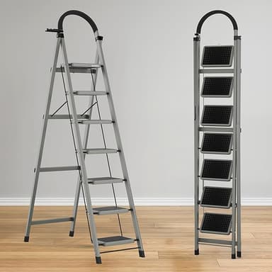 BUILDSKILL Ladder Home 7 Steps Foldable Built-in Tool Tray