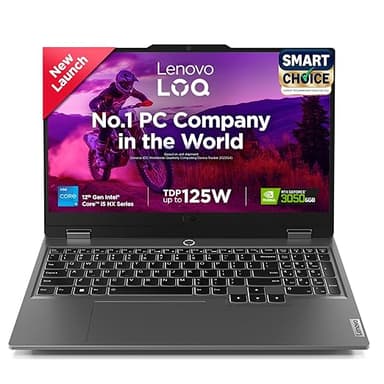 Lenovo LOQ 2024 12th Gen Core i5-12450HX | NVIDIA RTX 3050 6GB (16GB RAM/512GB SSD/15.6" (39.6cm)/Windows 11/Office Home 2024/100% sRGB/3 Mon. Game Pass/Grey/2.4Kg), 83GS00LNIN Gaming Laptop