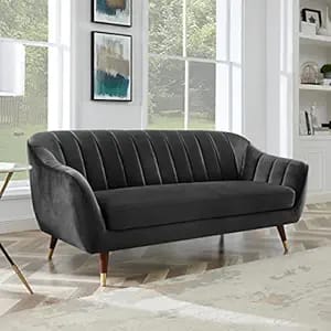 amata marino 3 seater grey suede velvet fabric sofa set two product image from Amazon
