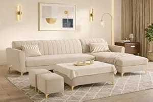 adorn india premium luster 8 seater l shape sofa set 2 product image from Amazon