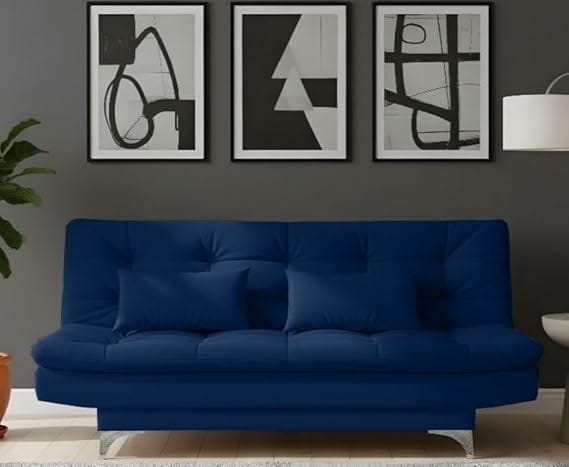 amata eagle solid wood 3 seater sofa cum bed royal blue product image from Amazon