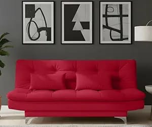 amata eagle 3 seater sofa cum bed red suede velvet fabric product image from Amazon
