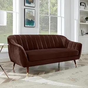 amata marino 3 seater brown suede velvet fabric sofa set product image from Amazon