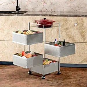 tex-ro kitchen trolley wheels 4-layer metal vegetable product image from Amazon