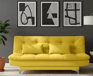 amata eagle 3 seater sofa cum bed yellow suede velvet product image from Amazon