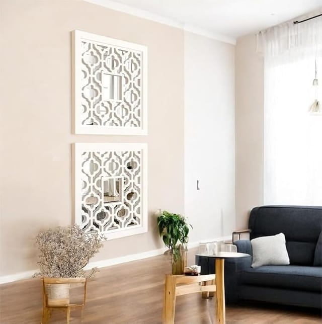 ARYAN WOOD- Wooden Decorative Wall Mirror Panel Set Of 2 product image from Amazon